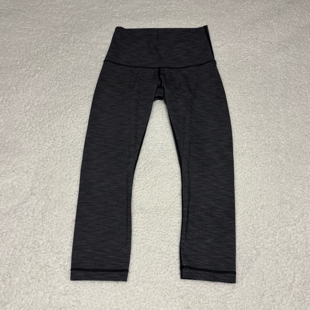 Lululemon Women Heather Gray Wunder Under High Rise Crop Leggings - Picture 6 of 11